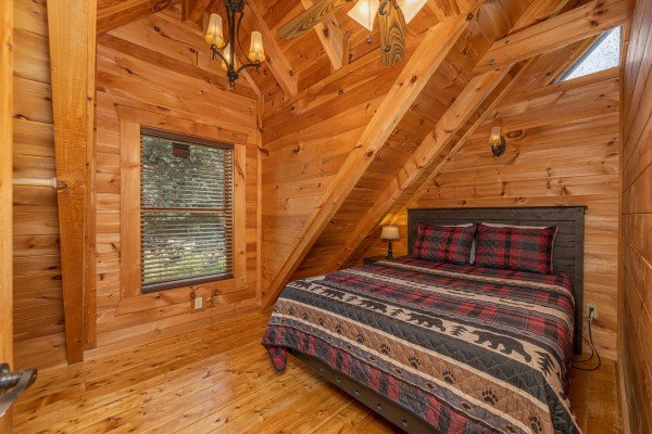 Loft queen bed at Smokies Serenity, a 2 bedroom cabin rental located in Douglas Lake
